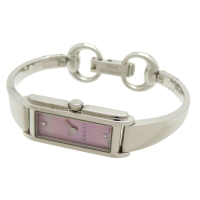 Gucci 109 Watch Quartz 13mm Women's Pink Dial Swiss Made Rectangle