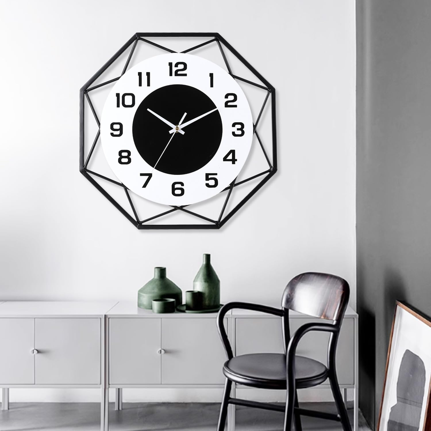 Metal Large Wall Clocks Decor Modern Silent Big Wall Clock Non Ticking Battery