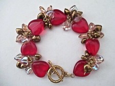 VALENTINE MULTI CZECH GLASS HEART BEAD BRACELET STUNNING