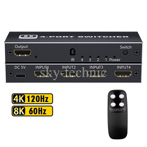 4 or 5 Port 8K HDMI 2.1 Switch 4 in 1 out 4K 120Hz HDR HDMI 2.1 Switcher HDCP2.3 - Picture 22 of 34
