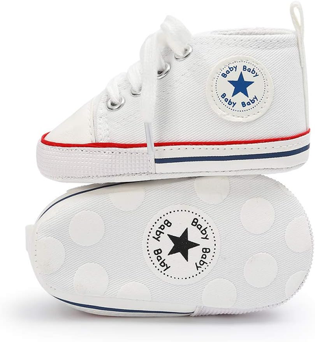 Unisex Baby Boy Girl Canvas Sneaker Soft Sole Infant Lace up Newborn Ankle Toddl