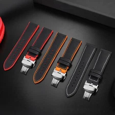 Nylon Fiber Silicone Rubber Bracelet Watch Band Strap Deployment Clasp Buckle