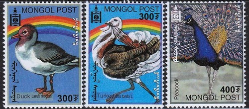 ๐ MONGOLIA 2000 BIRDS MNH ** PEACOCK, SEA GULL
