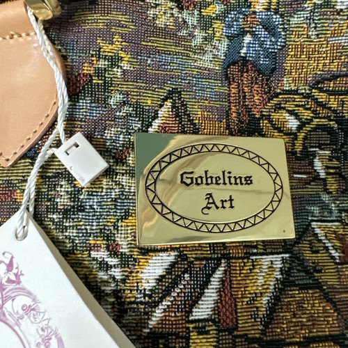 Borsa Gobelins Art Brussels vintage arazzo dettagli pelle cinturino regolabile manico - Foto 2 di 13