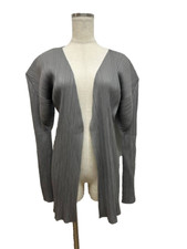 ISSEY MIYAKE PLEATS PLEASE Gray Long Cardigan Jacket Size 4