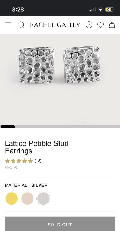 Aretes RACHEL GALLEY enchapados en rodio de guijarros de celosía de plata de ley Foto 4 de 4