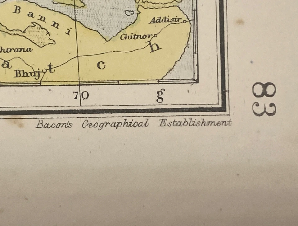 Antique 1883 Afghanistan Baluchistan Map Bacons Geographical Establishment - Image 3 of 4