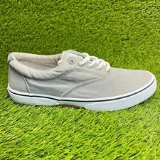 Sperry Halyard CVO Mens Size 10 Gray White Casual Walking Canvas Shoes Sneakers