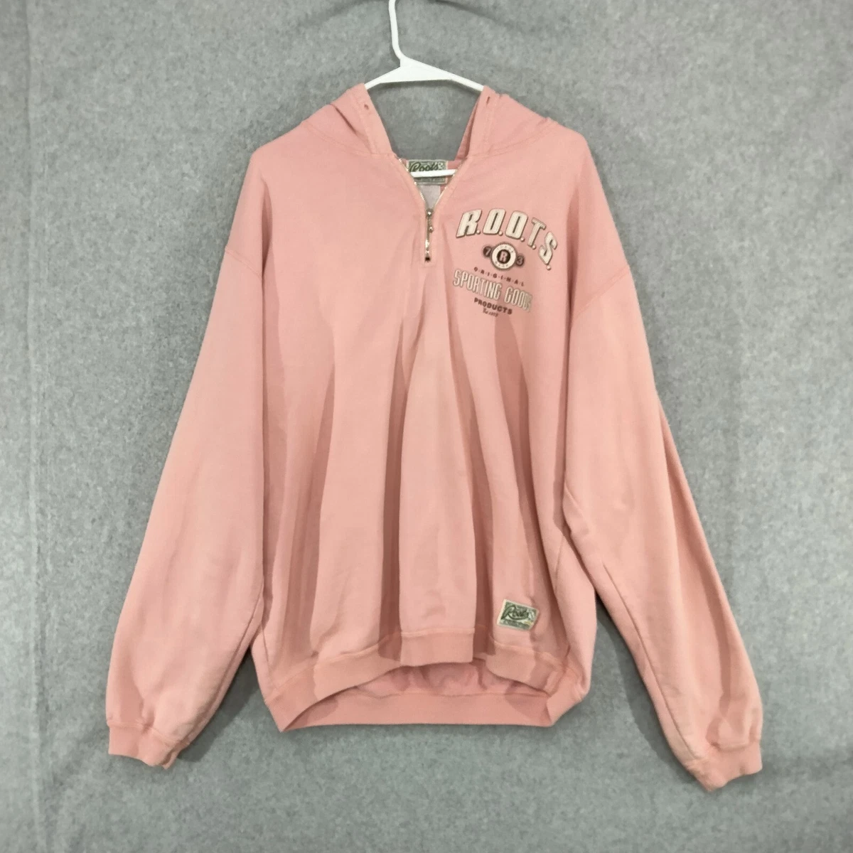 Roots Pink Long Sleeve 1/4 Zip Hoodie Sweatshirt Sweater Mens Size Small |  eBay