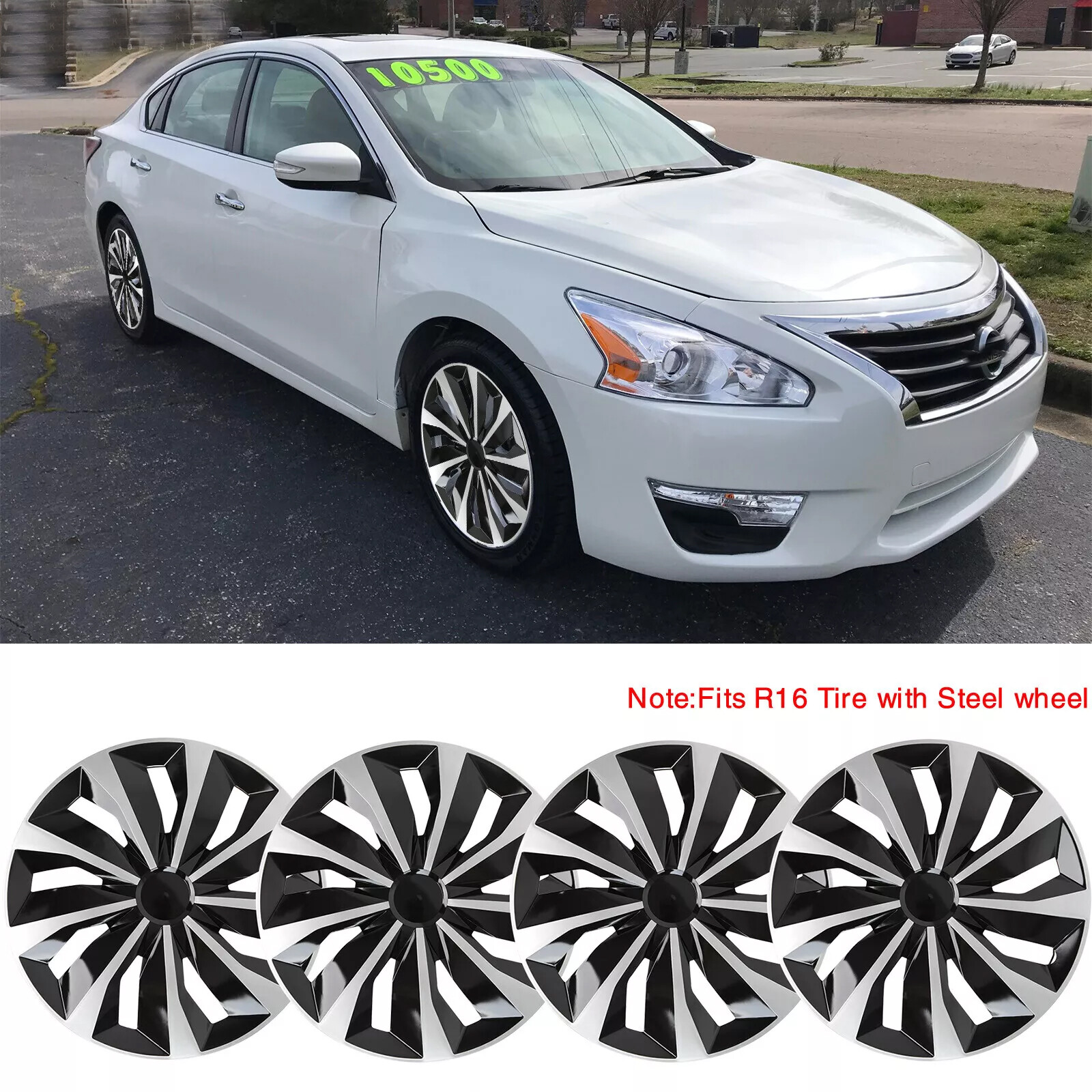 Nissan Sentra 16 Inch 4-Piece Hubcaps for Steel Wheels R16 Fit