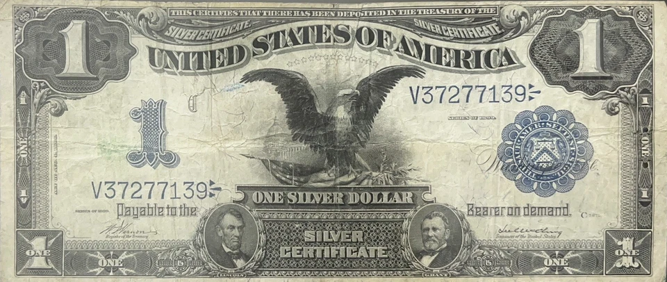 One Dollar Bill 1899 Black Eagle Note $1 Silver Certificate U.S V37277139 - Image 3 of 4