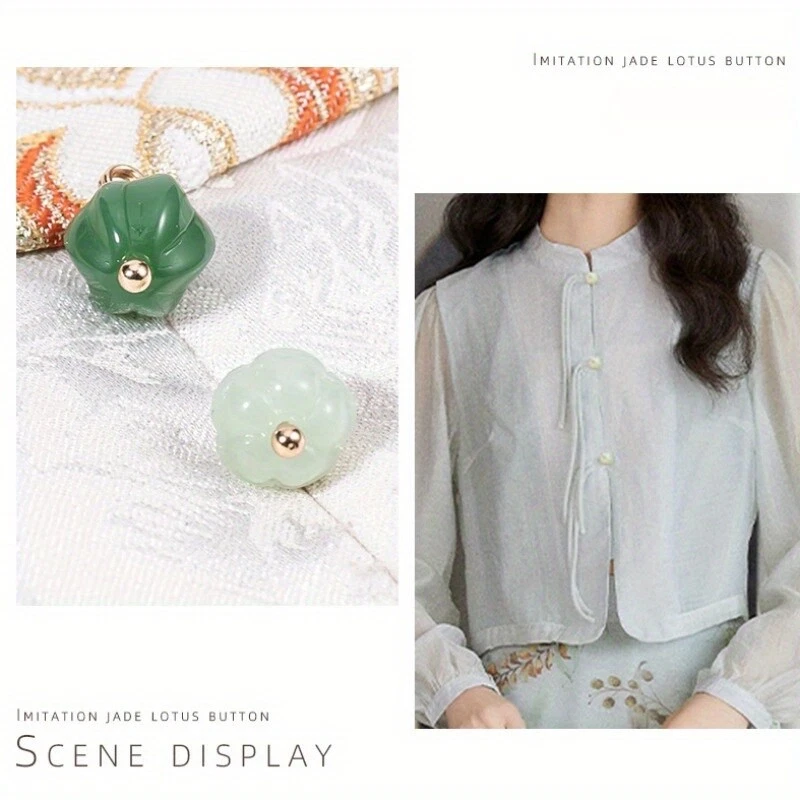 10 X Imitation Jade Pumpkin Bead Shirt Button Buckle for Hanfu Sewing Qipao DIY - Image 4 of 4