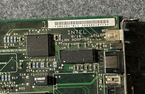Intel 306451-011 16-Bit ISA 8/16 Lan Adapter EtherExpress with RJ45/AUI, Working - Photo 4/5