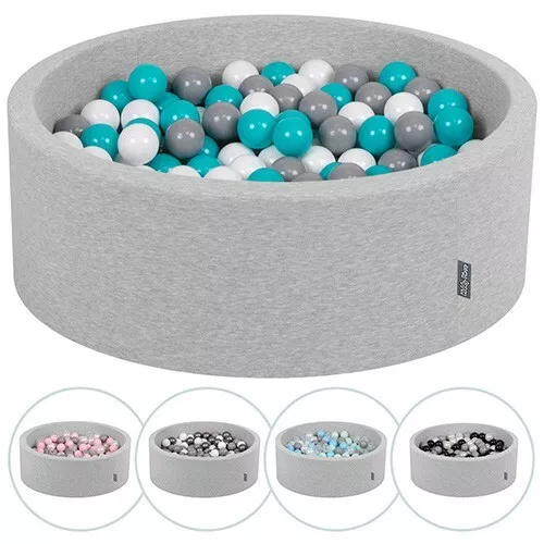 KiddyMoon Doux Piscine à Balles pour Bébé 90x30 à 200/300 Balles Gris Clair