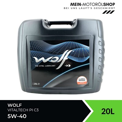 Wolf VitalTech 5W-40 PI C3 Motoröl VW 505 01 ACEA C3 MB 229.51 20 Liter