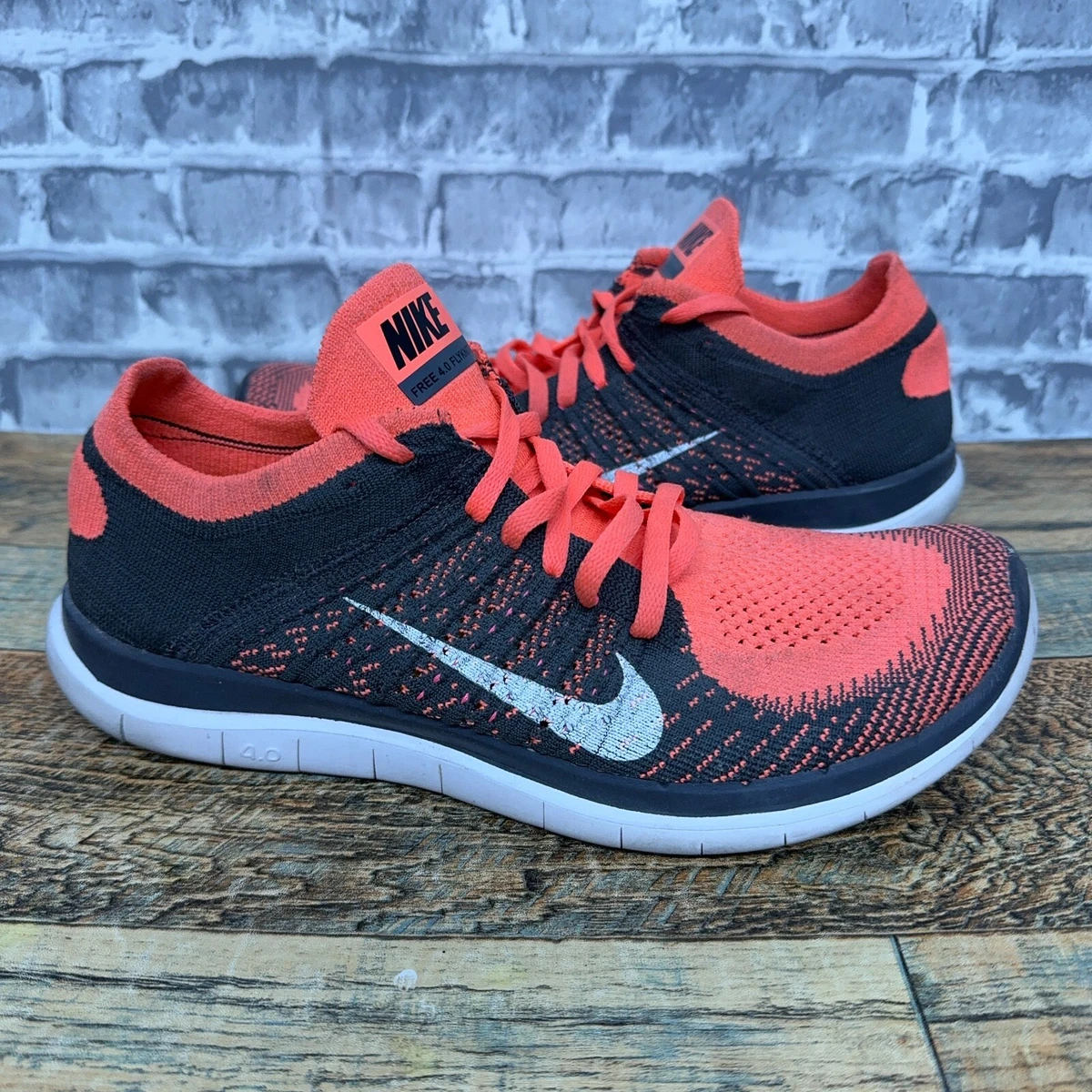 Nike Free 4.0 Flyknit Bright Mango Grey Running Shoes 631050 800