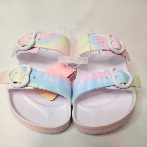 Stoney Clover Lane x Target Tie Dye Heart Buckle Slide Sandals Pink Blue Size 8