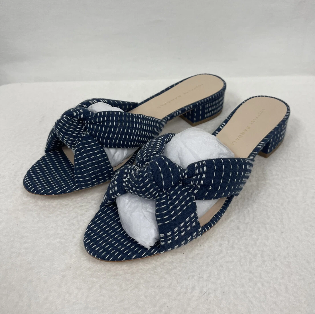 Loeffler Randall Women s Elsie Knot Block Heel Slide Sandals 8.5