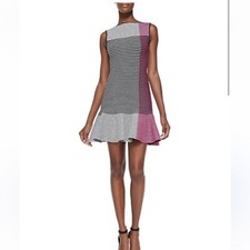 Ohne Titel Striped Knit Fit-and-Flare Dress Black White and Blue Size Large NWT