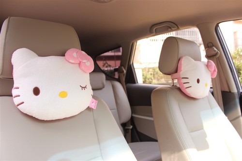 2PCS New Cute Hello kitty Pink Auto Car Headrest Cushion Car Bone Pillow Gift - Picture 6 of 6