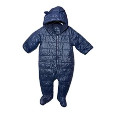 Baby Gap Boys 3-6 Months Puffer Primaloft Snowsuit Hooded W/Ears Bunting Blue