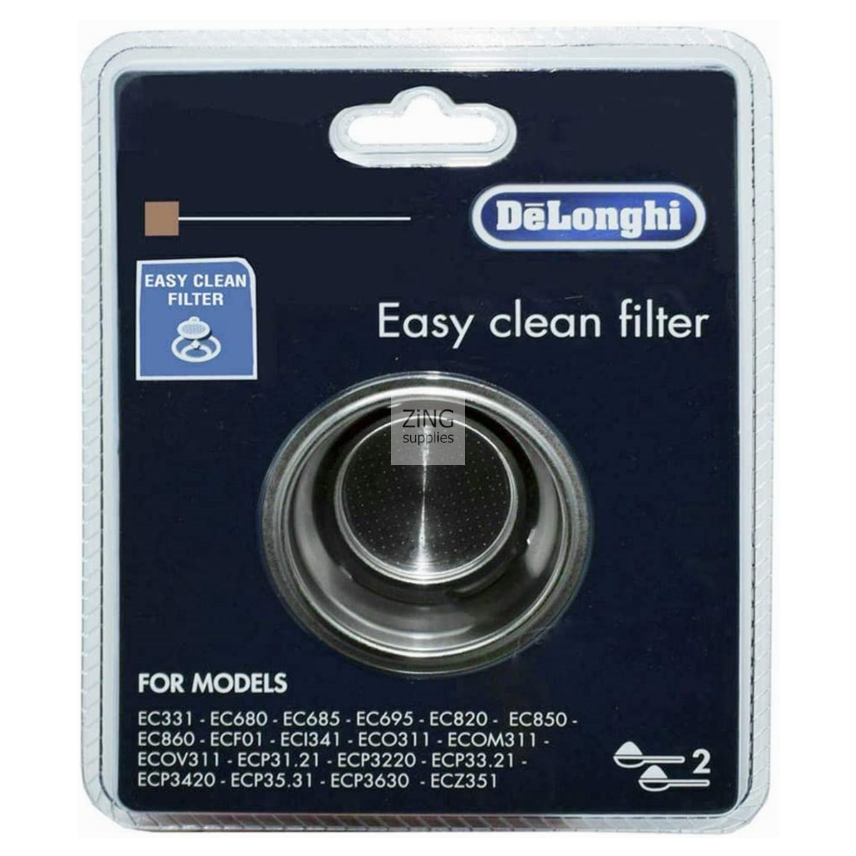 Delonghi Coffee Machine Filter 2 Cup EC680 EC685 Dedica Easy Clean ESE Genuine