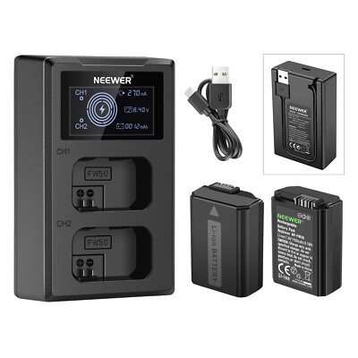 Neewer NP-FW50 Replacement Battery Charger Set for Sony ZV-E10，a7，a7R，a7RII，a7II