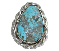 Vintage Handmade Casted Southwest Sterling Pear Turquoise Cab Ring EBS199R57