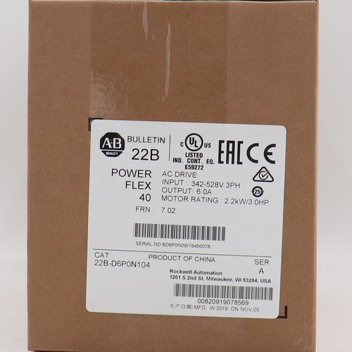 22B-D6P0N104 Allen-Bradley PowerFlex 40 2.2KW/3.0HP AC Drive 22BD6P0N104 - Picture 2 of 3