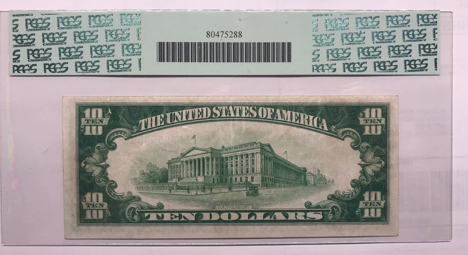1928B 10$ LGS LIME GREEN-YELLOW 5599A PCGS 35 - Image 3 of 3