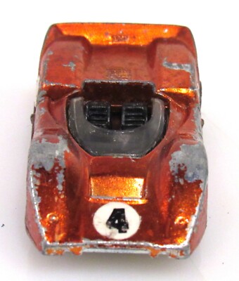 Vintage Hot Wheels Redline Orange McLaren M6A 1969 Black Interior