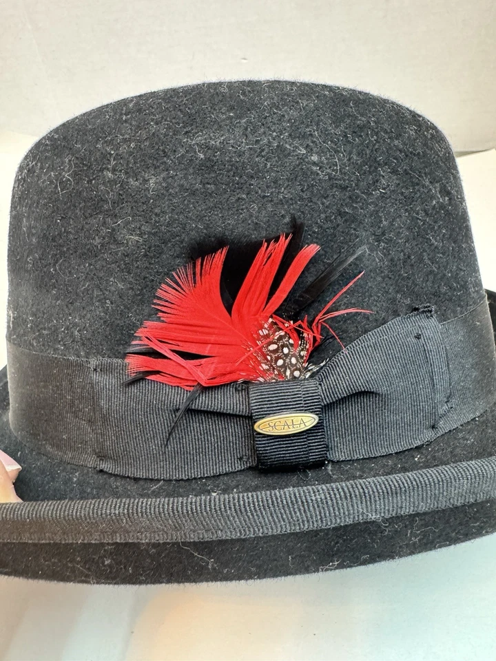 Scala Fedora шляпа крестный отец черный котелок 100% шерсти размер XL - Изображение 4 из 4