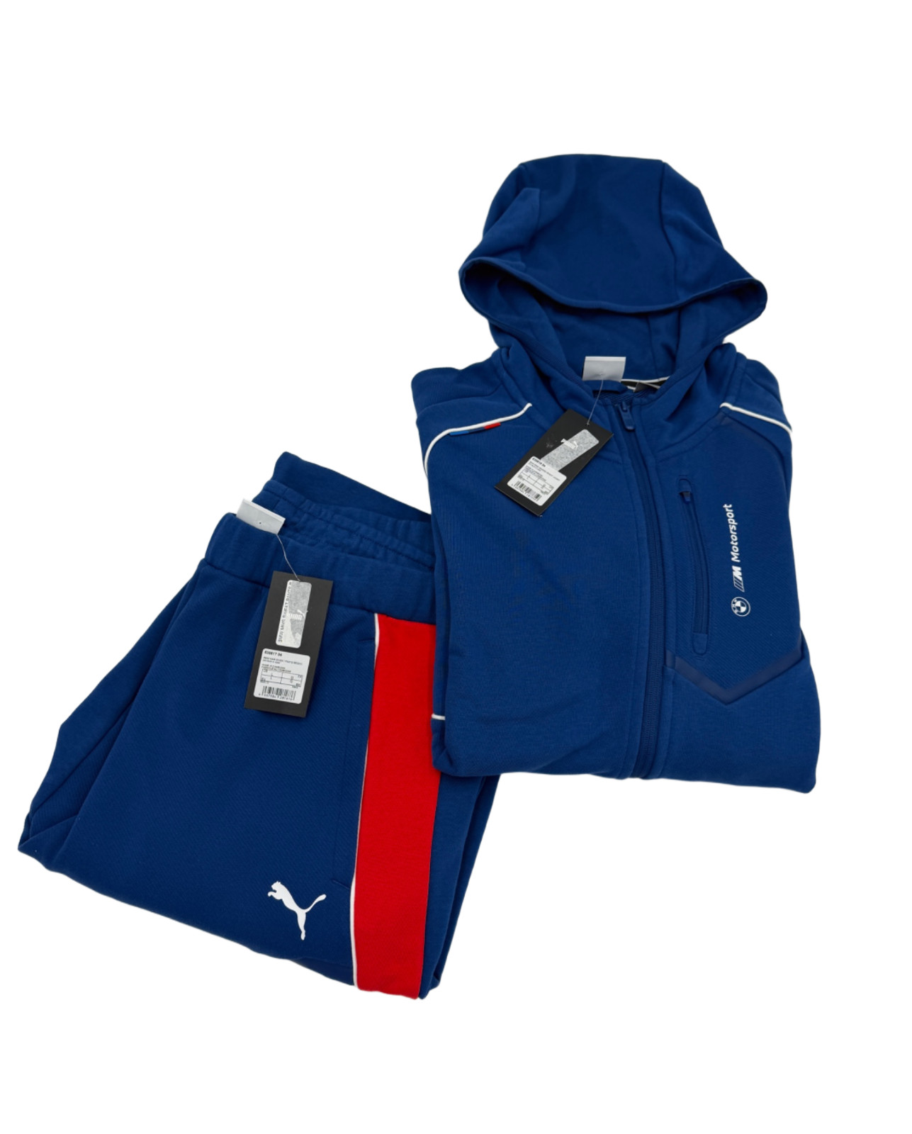 Tuta Puma BMW M Motorsport uomo blu taglia L/XL cappuccio giacca pantaloni nuova