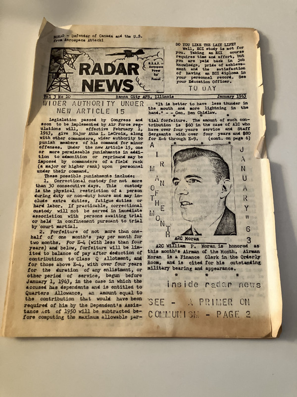 JANUARY 1963 RADAR NEWS 791ST RADAR SQUADRON, HANNA CITY, IL