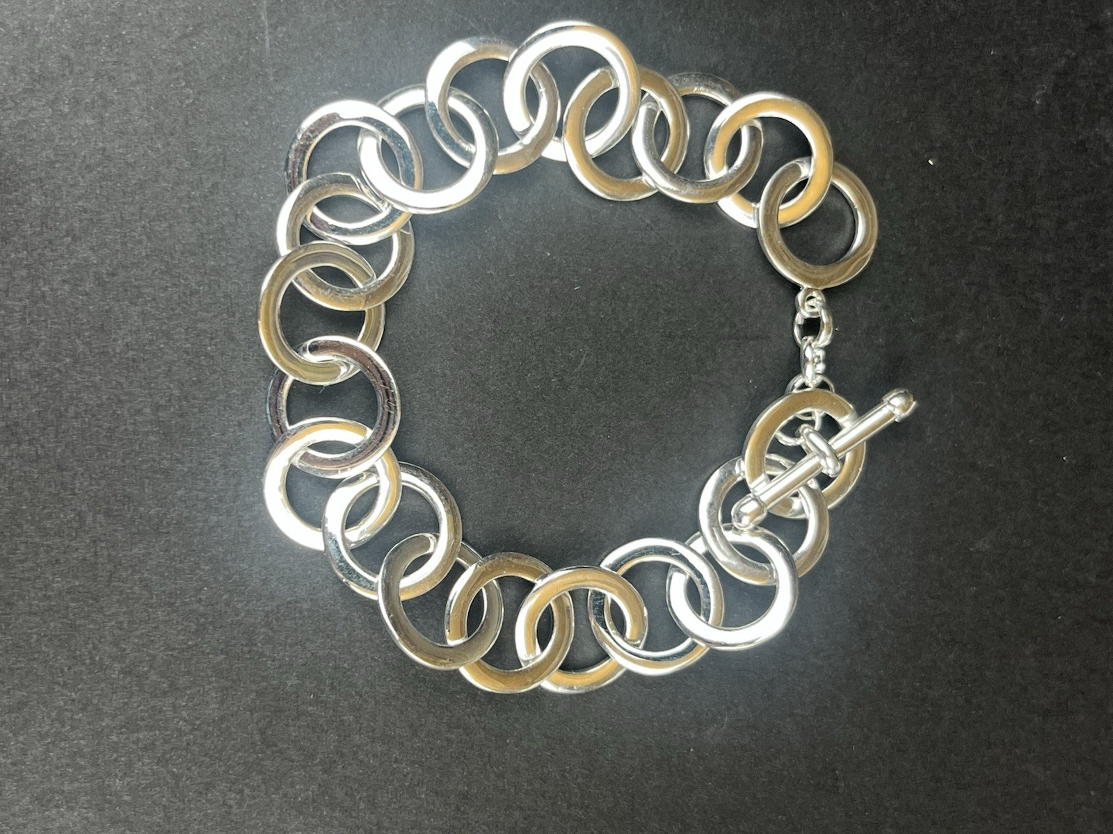 Sterling Silver Interlocking Circle Link Bracelet… - image 1