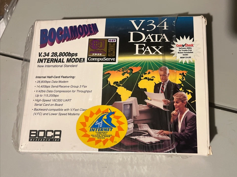 Vintage Modem BocaModem V.34 28,800bps Data Fax Machine Untested In Plastic!! - Image 2 of 2