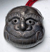 Superb Antique Japanese Silver Accessory in the Form of a Mask Signed