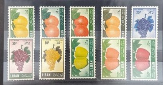 LEBANON C211 C220 Beautiful Mint NEVER Hinged Set FRUIT