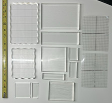Clear Acrylic Stamp Mounting Blocks - Lot of 11 - Free Shipping - 2 Grid Guides