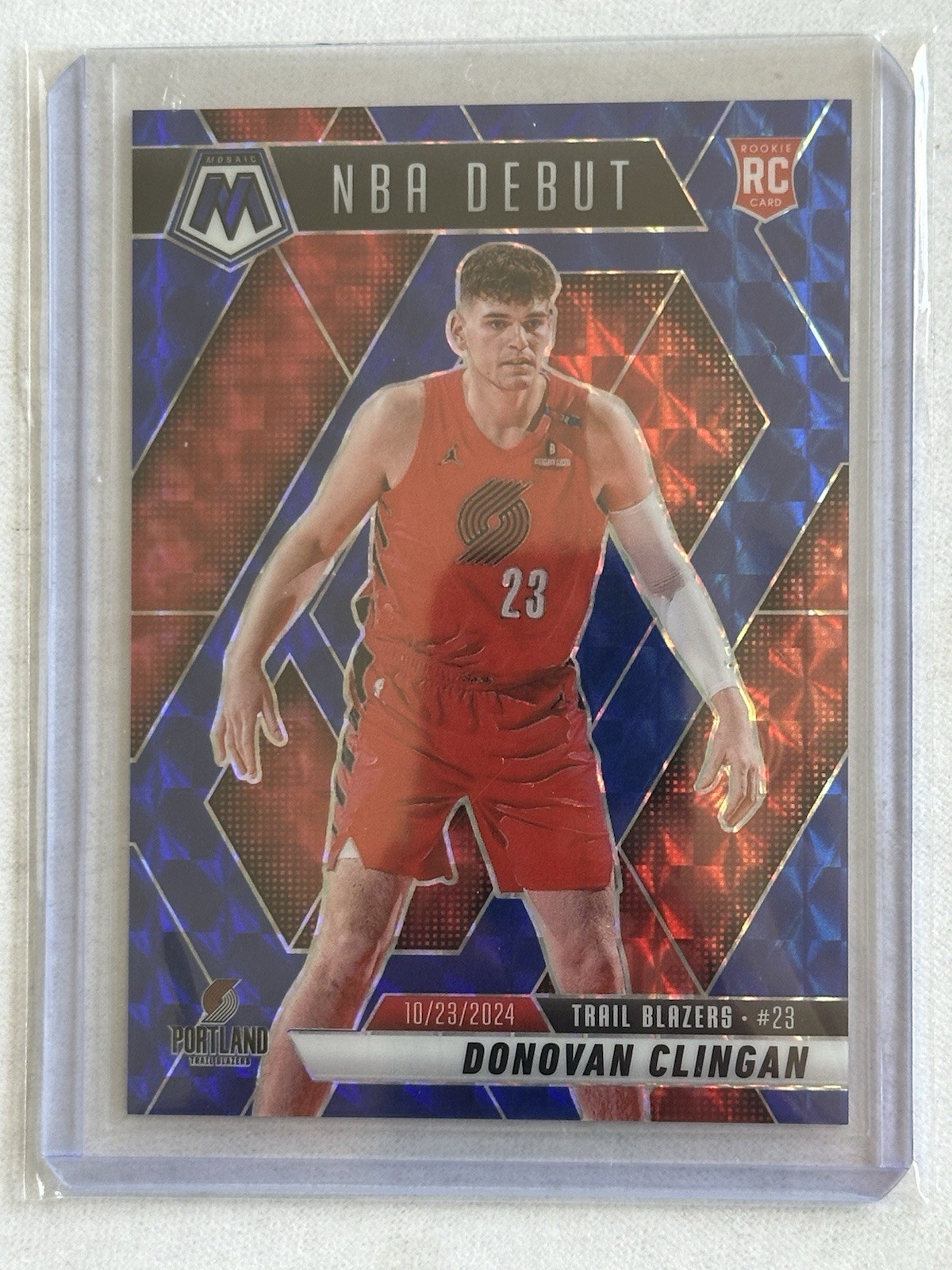 2024-25 Mosaic Donovan Clingan RC Blue NBA Debut #54/199 Trail Blazers