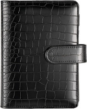 A5 6 Ring Binder Cover Crocodile - Large PU Leather Notebook Binder with Hidden