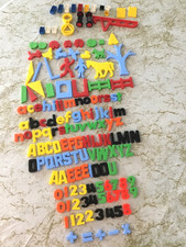 Vintage Magnet Numbers Letters Animals  Legos 159-total pieces
