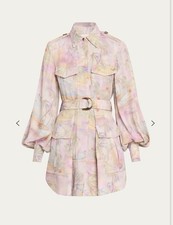 Zimmermann Tropical Print Long Sleeve Belted Cargo Minidress (1350$)sz2(8 USA)