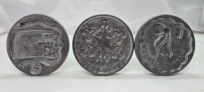 Nordic Ware Holiday Cookie Stamp Set Snowflake Holly Bow Wood Handles 3pc