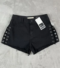 Labijou Cut-off Shorts Women's Size 5 Black Denim Side Lacing Missing