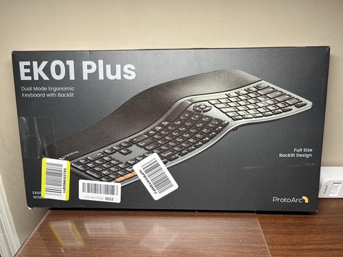 ProtoArc EK01 Plus Backlit Dual Mode Ergonomic Workspace Keyboard Black