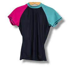 Eddie Bauer Girls Multicolor Short Sleeve Rash Guard Surf Swim Shirt Size Large