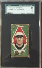 1911 T205 GOLD BORDER WALTER JOHNSON SGC 10