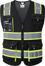 JKSafety Hi Vis Reflective Safety Vests for Men Women X-Large, Jk220-black 