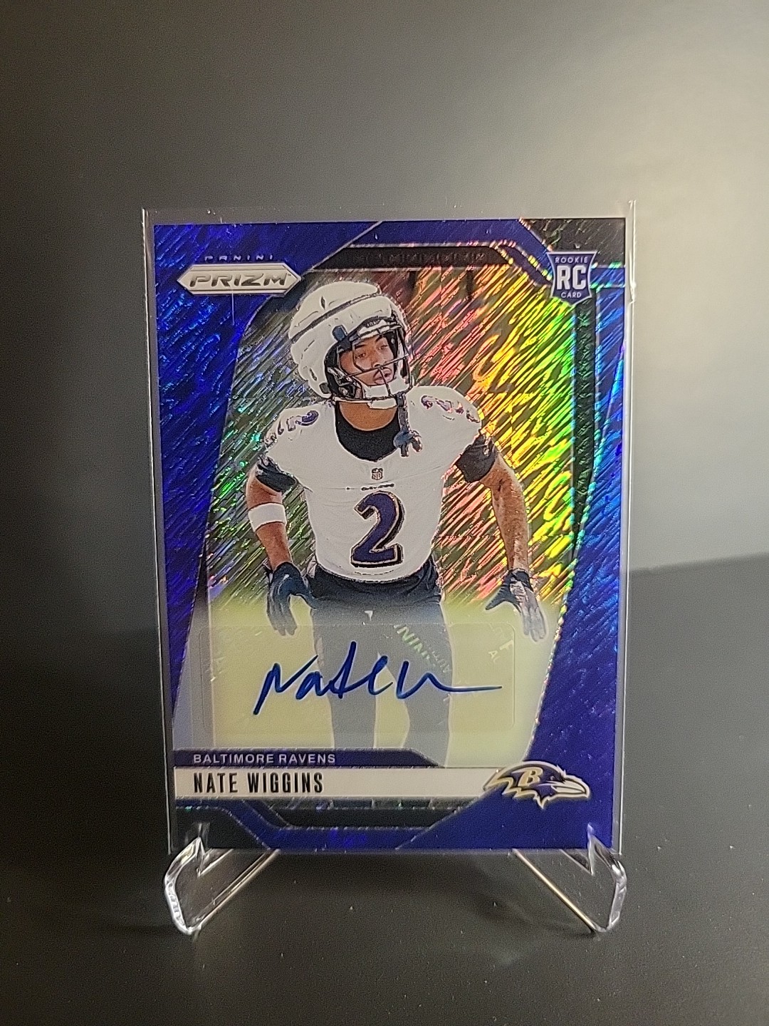 2024 Panini Prizm Rookies Blue Shimmer Prizm /25 Nate Wiggins #380 Rookie RC